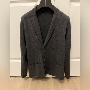 Lanvin grey wool double breasted cardigan small